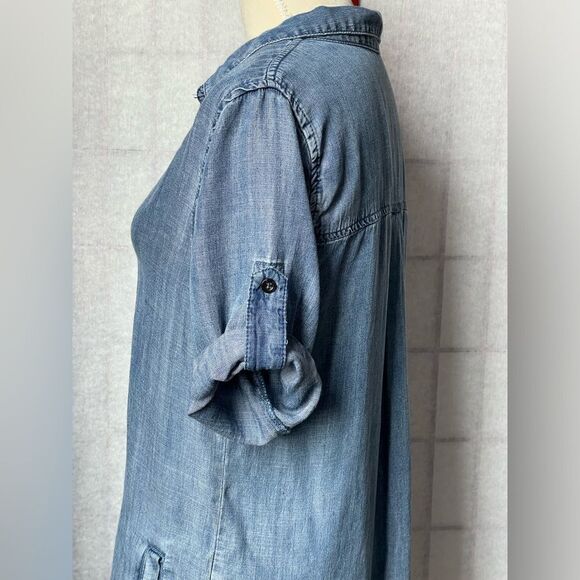 Velvet Heart Chambray Blue Collared Pullover Shirt Dress w/Pockets (Size: Small - Picture 9 of 15
